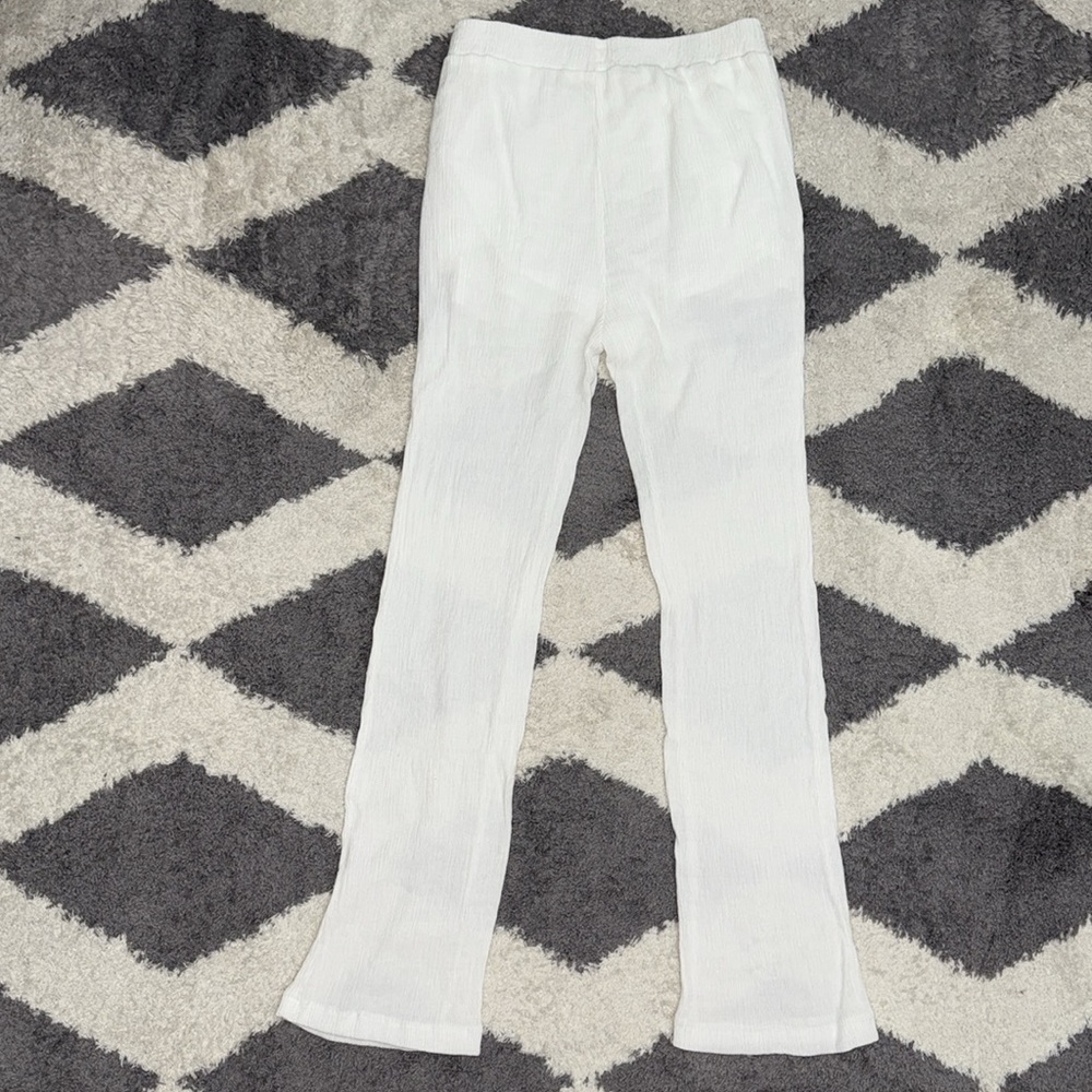 Bershka White Straight Leg gauze textured Pants size S - Picture 4 of 14